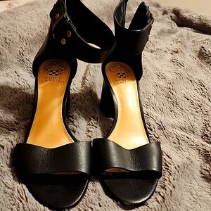 Vince Camuto black open toe heel with ankle strap